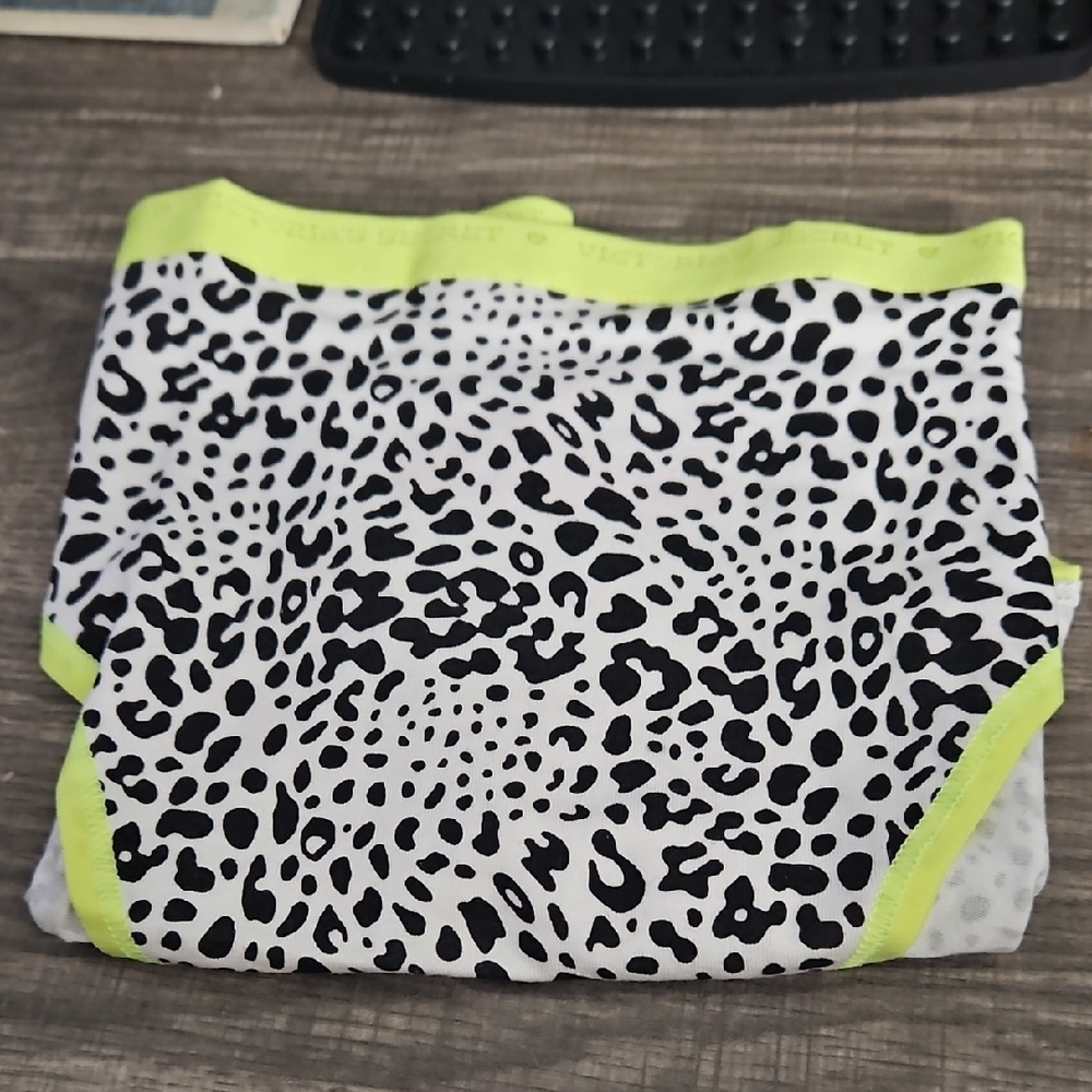 Victoria's Secret Black and White Leopard High-leg Breif with Neon Accents
